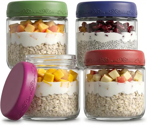 Vista 7 de Tarro de aderezo de ensalada de 2 onzas, paquete de 8, hermético, a prueba de fugas, pequeño tarro de salsa de vidrio con tapas, reutilizable