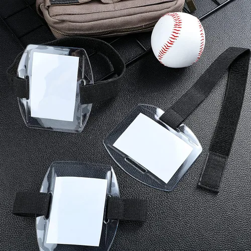 Vista 4 de Meanplan 100 soportes para insignia de brazo con correa ajustable, soporte para credencial de identificación, pase de brazalete con nombre para Negro