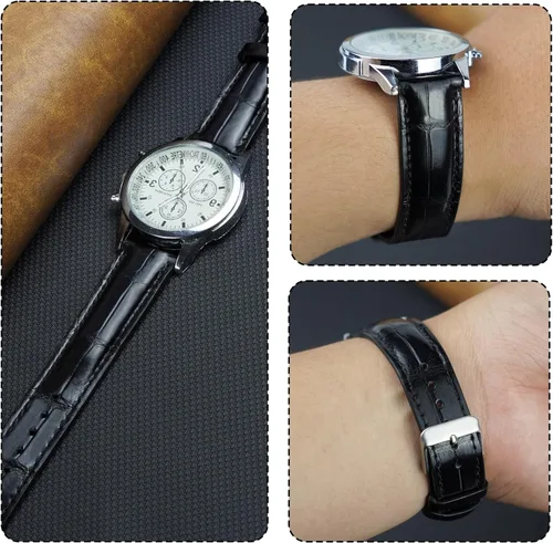 Vista 5 de vinacreations Correa de reloj hecha a mano AIIi-gator para hombres con liberación rápida, de cuero de cocodrilo premium, correa de reloj de repuesto