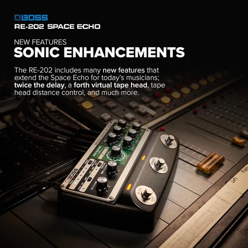 Vista 5 de BOSS RE-202 Space Echo Pedal de Efectos de Eco de Cinta, Delay y Reverberación Recreación Moderna del Legendario Roland RE-201 Space Echo