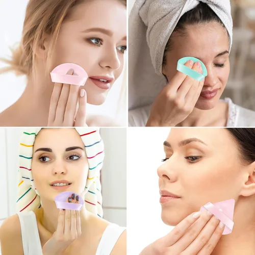 Vista 30 de Pimoys 6 esponjas de maquillaje de terciopelo para polvo suelto y triángulo suave para rostro, color negro