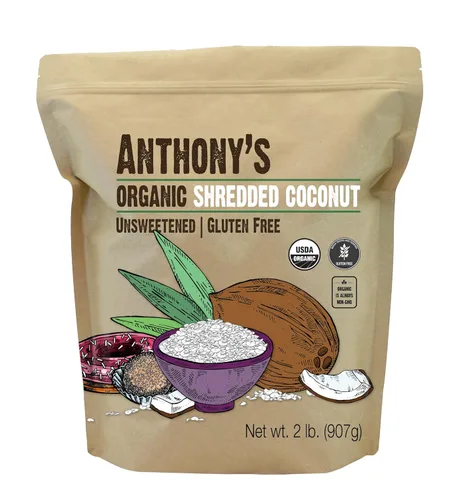 Anthony's Coco orgánico rallado, 2 libras, sin azúcar, sin gluten, sin OMG, vegano, apto para dieta cetogénica