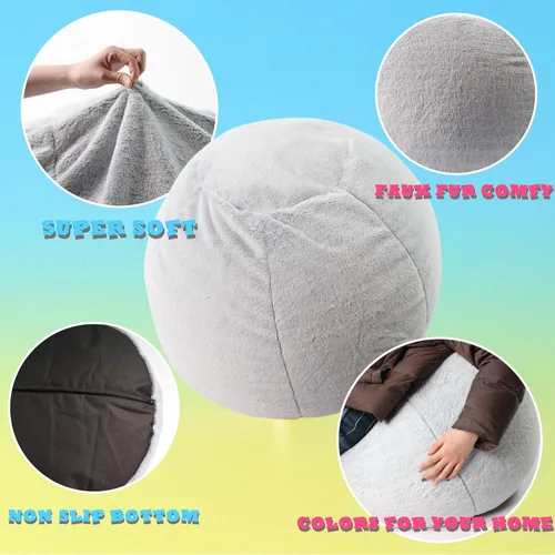 Vista 20 de LPMOERA - Funda de silla tipo puf para almacenamiento de peluches (sin relleno), puf suave y rellenable para organizar juguetes de peluche o espuma