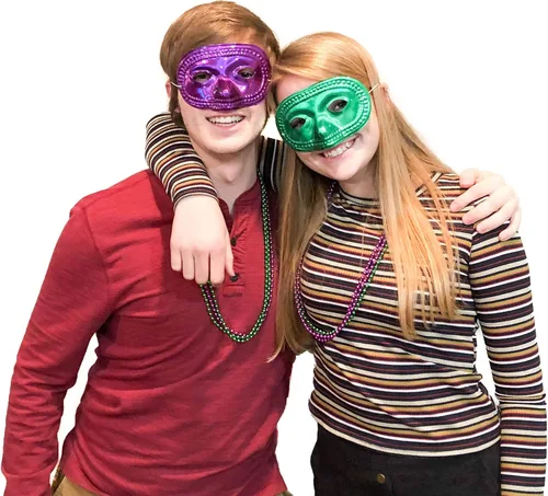 Vista 4 de 50 máscaras Mardi Gras Máscaras metálicas de media fiesta a granel