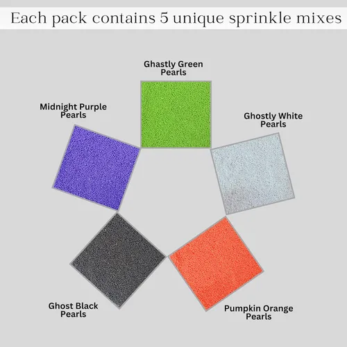 Vista 2 de Confect Sprinkles - Mezcla de perlas en plata, naranja, morado irlandés, negro y verde lima, bolas de discoteca comestibles para hornear, decoración