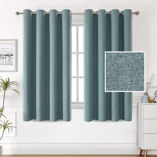 Vista 19 de H.VERSAILTEX Cortinas de lino 100% opacas, cortinas térmicas para sala de estar y dormitorio, cortinas de arpillera texturizada con lino de doble