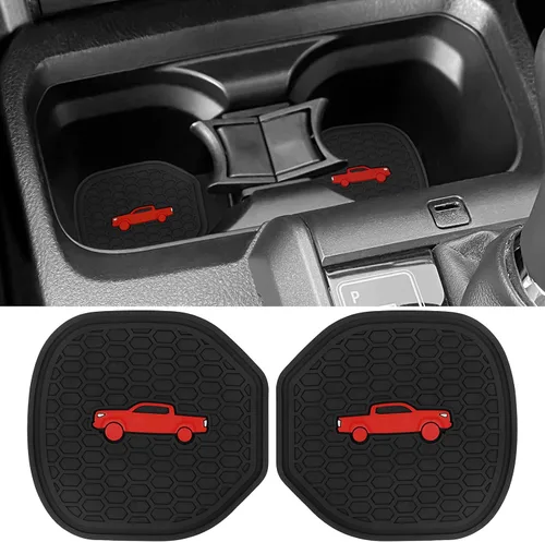 2 posavasos para Toyota Tacoma 2016 2017 2018 2019 2020 2021 2022 2023 accesorios, insertos de silicona para tazas interiores (rojo)