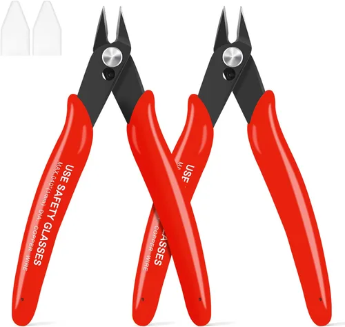 Vista 12 de HongWay 2 Pcs 170 5-Inch Flush Cutters, Micro Wire Cutters Spring Loaded, Sharp Zip Tie Cutter for Electronics, Jewelry, Precision Pliers for 3D