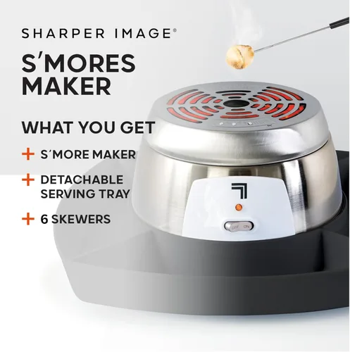 Vista 2 de Sharper Image Máquina eléctrica S'mores – 6 palitos para asar malvaviscos y bandeja para servir Kit de Smores de interior Actividad de fiesta