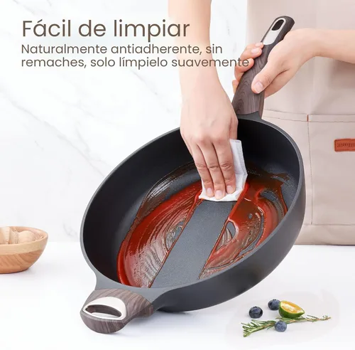 Vista 5 de SENSARTE Sartén antiadherente con tapa, sartén profunda grande de 12 pulgadas, sartén antiadherente de 5 cuartos de galón con tapa, sartén