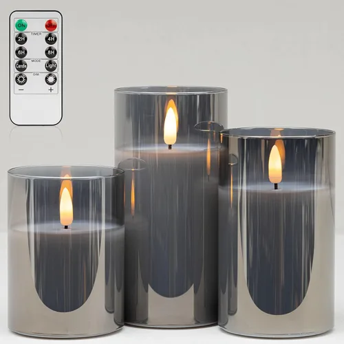 Vista 31 de ANGELLOONG Velas sin llama con control remoto para decoración de mesa, velas falsas parpadeantes que funcionan con pilas, velas de batería