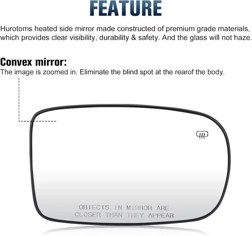 Vista 3 de Espejo lateral del pasajero para Chrysler 200 2011-2017 / Chrysler 300 2012-2021 / Dodge Charger 2011-2021 - Retrovisores calefactables de repuesto