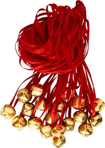 Vista 4 de Collares Jingle Bell - 48 piezas - Collares de Navidad a granel - Collares de campana de oro - Funny Party Hats