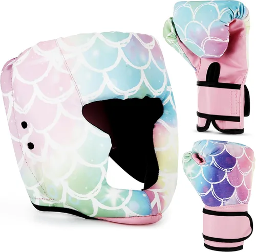 Vista 14 de Set de protección para la cabeza y guantes de boxeo Arrowbash para niños, guantes de boxeo de 6 oz y protección para la cabeza de lucha