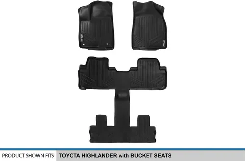 Vista 5 de SMARTLINER Juego de alfombrillas de 3 filas compatibles con Toyota Highlander 2014-2019