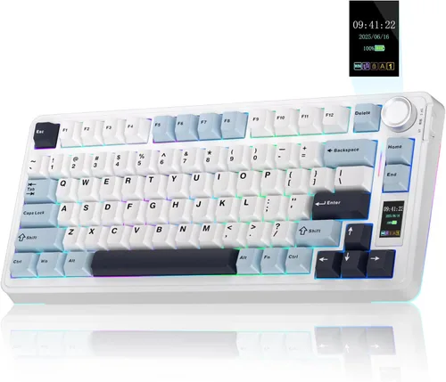 Vista 12 de AULA Teclado mecánico inalámbrico S75 PRO con pantalla y perilla, 75% teclado para juegos intercambiable en caliente con interruptores