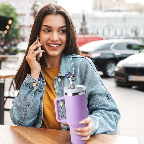 Vista 6 de 8 tapas con pajita para vaso Stanley de 40 oz/30 oz, cubierta de pajita reutilizable de 10 mm, accesorios bonitos para la parte superior