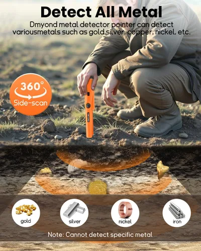 Vista 4 de Dmyond Detector de metales Pinpointer - Varita puntero de mano profesional impermeable - Detección de alta sensibilidad de 360° - Sonda buscadora