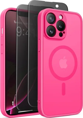 Vista 16 de GolbinBox - Funda magnética para iPhone 13 Pro Max, compatible con MagSafe, protección de cámara, protector de privacidad, funda translúcida mate, a