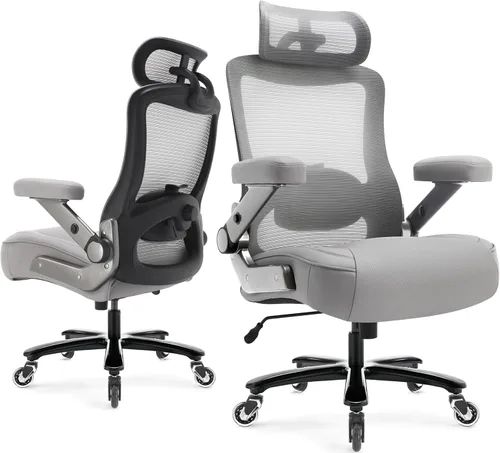 Vista 10 de Silla de oficina grande y alta de 600 libras, silla de computadora ejecutiva resistente con brazos abatibles 3D, ruedas grandes, silla de escritorio