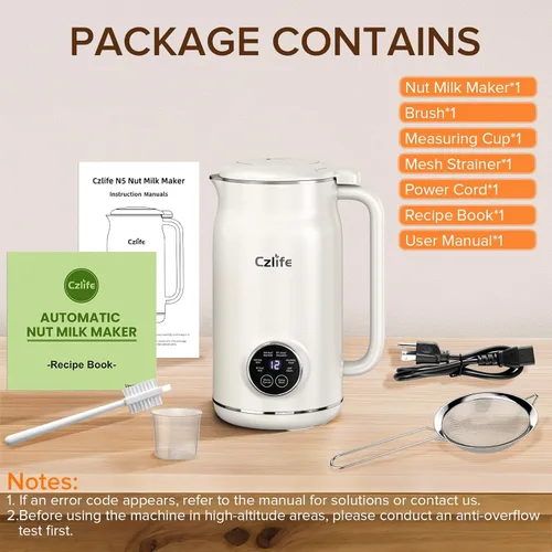 Vista 7 de Czlife Licuadora 10 en 1 para fabricar leche de nueces, máquina casera de leche de nuez de 20 onzas (20.3 fl oz), almendras, soja, avena, jugo