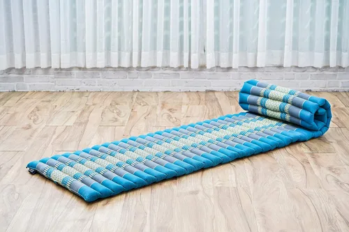 Vista 583 de Leewadee colchón tailandés enrollable para cama de invitados, tapete de yoga, para masaje tailandés, ecológico, orgánico y natural.