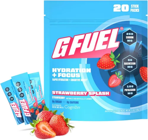 Vista 9 de G Fuel Polvo de electrolitos para hidratación y concentración instantáneas Sin azúcar, sabor a lima limón, mezcla de bebidas electrolitos