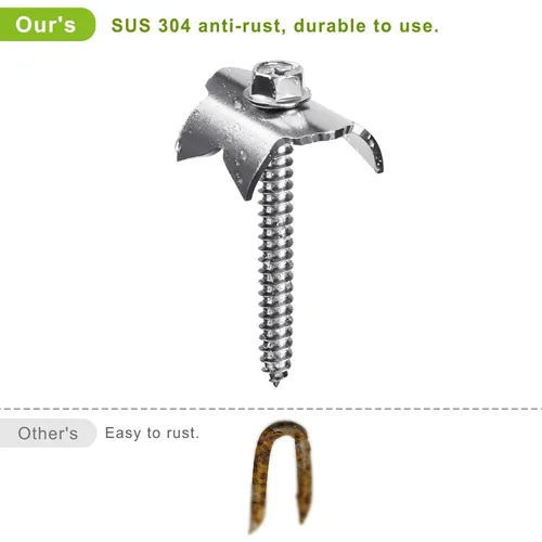 Vista 3 de Dolibest 50 clavos para valla de acero inoxidable SUS 304 para maderas blandas, cierres de alambre reutilizables de 1.6 pulgadas, fáciles