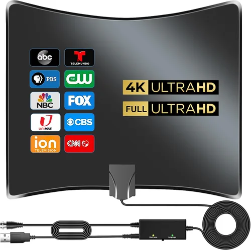 Antena 2026 para Smart TV para interiores, antena de TV de más de 3600 millas para canales locales, antena de TV interior 4K 8K 1080p con