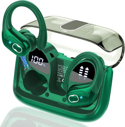 Vista 12 de Auriculares inalámbricos Bluetooth 5.4 de 75 horas para deporte, auriculares Bluetooth 2025 estéreo con graves profundos sobre la oreja con ganchos