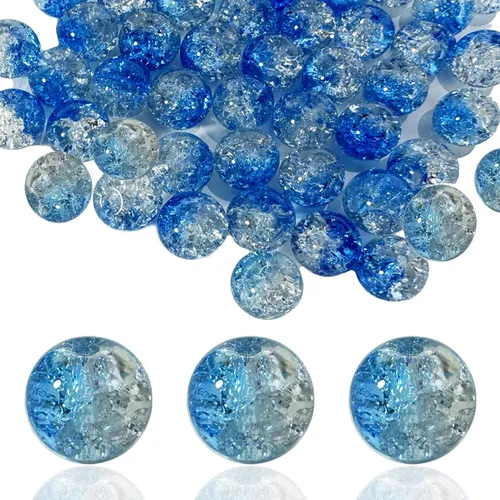 Vista 14 de 100 unidades de cuentas de vidrio craquelado de 10 mm para hacer joyería - Cuentas de cristal espaciadoras redondas a granel, suministros