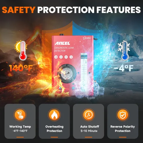Vista 6 de ANCEL S3000-US - Detector de fugas automotriz con compresor de aire integrado, probador de humo automotriz para EVAP, aspiradora, sistema