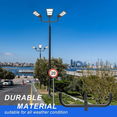 Vista 7 de Adaptador de espiga de bocina de toro cuádruple de 180 grados para 3 luces, soporte de montaje de luz al aire libre para poste redondo, espigas