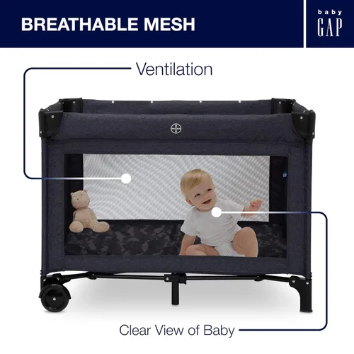 Vista 9 de babyGap Deluxe Play Yard de Delta Children - Cuenta con un moisés extraíble y una mesa cambiadora, camuflaje negro