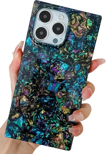 KERZZIL Elegante Funda con Concha de Madre Perla para Niña Compatible con iPhone 14 de 6.1 Pulgadas, Funda Rectángulo con Borde, Elegante y delgada,