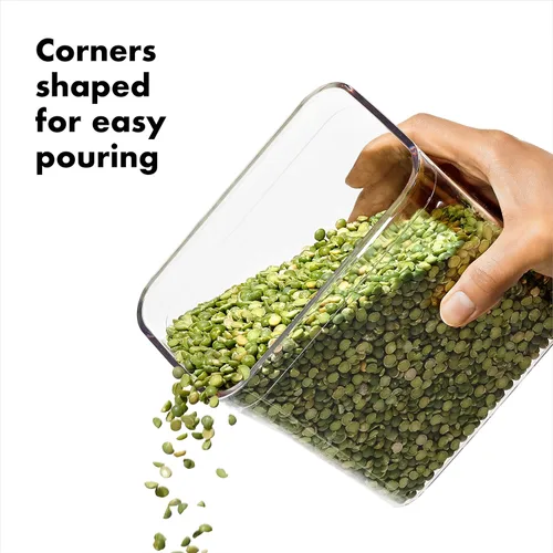 Vista 4 de Contenedor OXO Steel POP Caja Corta Cuadrada Grande - 2.6 L para Cereal, Granos y Más Gris