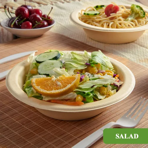 Vista 4 de Vplus Paquete de 500 Cuencos de Papel de 12 OZ a Granel, Desechables Compostables, Ecológicos de Bagazo, Cuencos de Alta Resistencia Perfectos