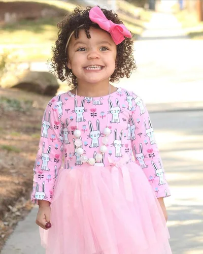 Vista 5 de Unique Baby Vestido tutú de conejo de Pascua de manga larga para niñas