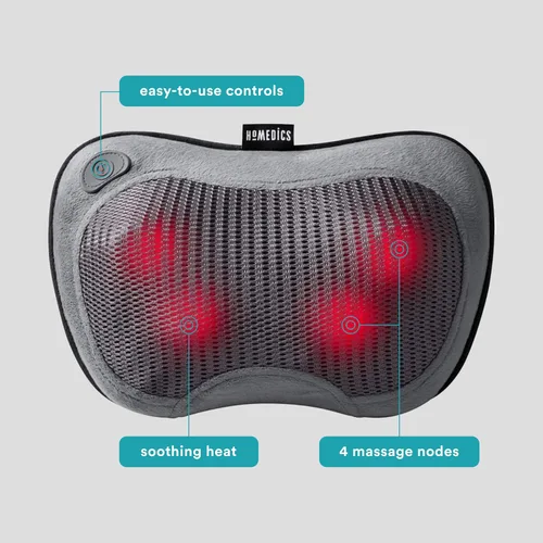 Vista 3 de HoMedics®Cordless Shiatsu All-Body Massage Pillow with Soothing Heat, Reverse Function, Rechargeable Battery, and Integrated Controls –Lightweight