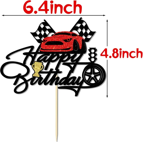 Vista 3 de Decoración de pastel de carreras, decoración de pastel de cumpleaños para niños y niñas
