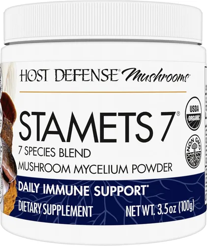Host Defense Stamets 7 Polvo de Hongos – Mezcla de 7 Especies – Suplemento de Hongos para Apoyo Inmunológico con Royal Sun Blazei, Cordyceps,