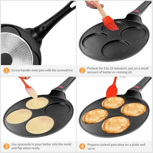 Vista 3 de Sartén para Panqueques Antiadherente - Adecuada para Todas las Estufas y Cocinas de Inducción, Plancha Mini Silver Dollar de 10.5 Pulgadas