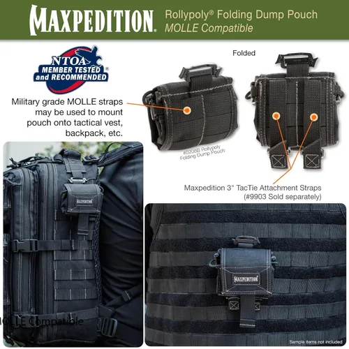 Vista 8 de Maxpedition Rollypoly Bolsa plegable para desechos (negra) 9.4 pulgadas