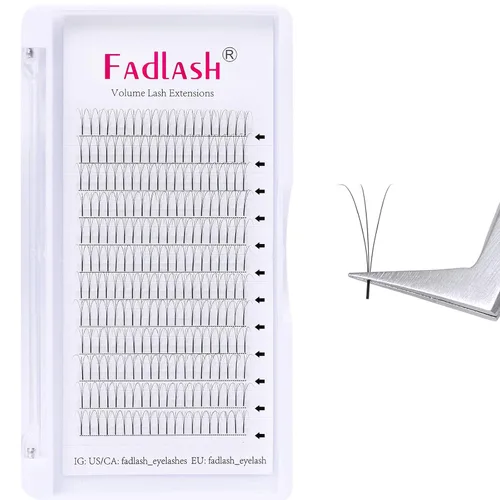 Vista 46 de FADLASH Extensiones de pestañas postizas en abanico con base puntiaguda 10D, extensiones de pestañas postizas de tallo medio, extensiones