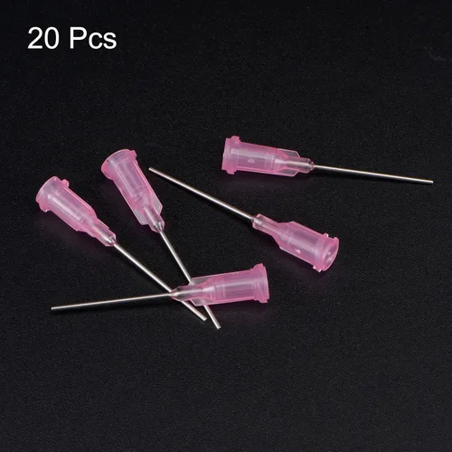 Vista 3 de uxcell Aguja dispensadora industrial de punta roma con Luer Lock para pistola de pegamento líquido, 0.71 oz 1 pulgada, 20 unidades (rosa)