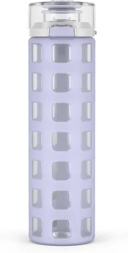 Vista 9 de Ello Syndicate - Botella de agua de vidrio reutilizable de 20 onzas con tapa abatible a prueba de fugas de un solo toque, funda protectora