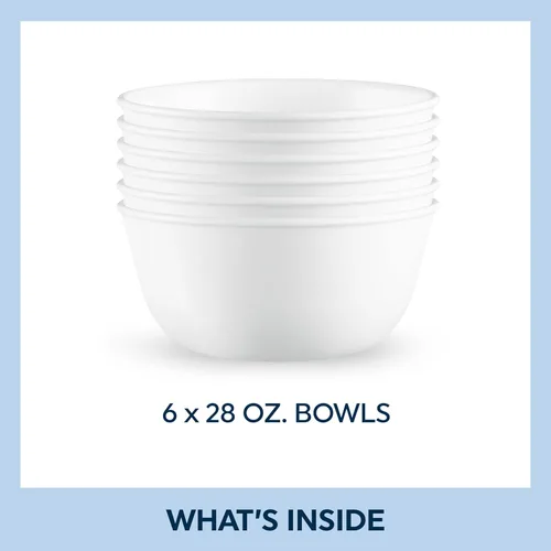 Vista 6 de Juego de vajilla de 18 piezas de Corelle Vitrelle para 6 personas, triple capa de vidrio, resistente a las astillas, y Vitrelle de 28 onzas, cuencos