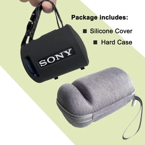 Vista 2 de Funda de silicona y funda rígida para Sony SRS-XB13/XB100 Extra BASS Altavoz compacto portátil inalámbrico, funda de transporte para accesorios