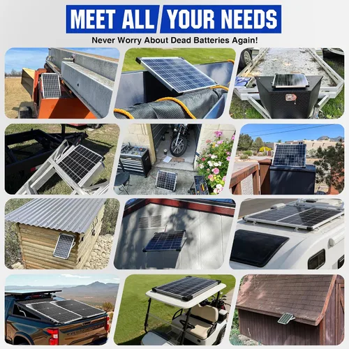 Vista 7 de Voltset - Kit de panel solar de 20 W 12 V con controlador MPPT, cargador de batería solar y mantenedor, panel solar impermeable con soporte