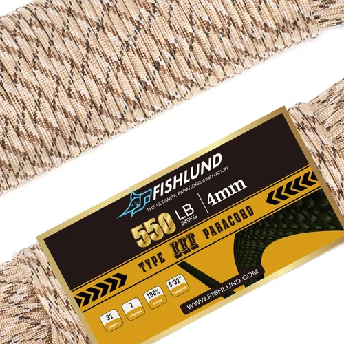Vista 34 de Paracord 550 lb, cuerda de paracaídas de 7 hebras de 50 pies, 4 mm, de nailon, para camping, verde militar